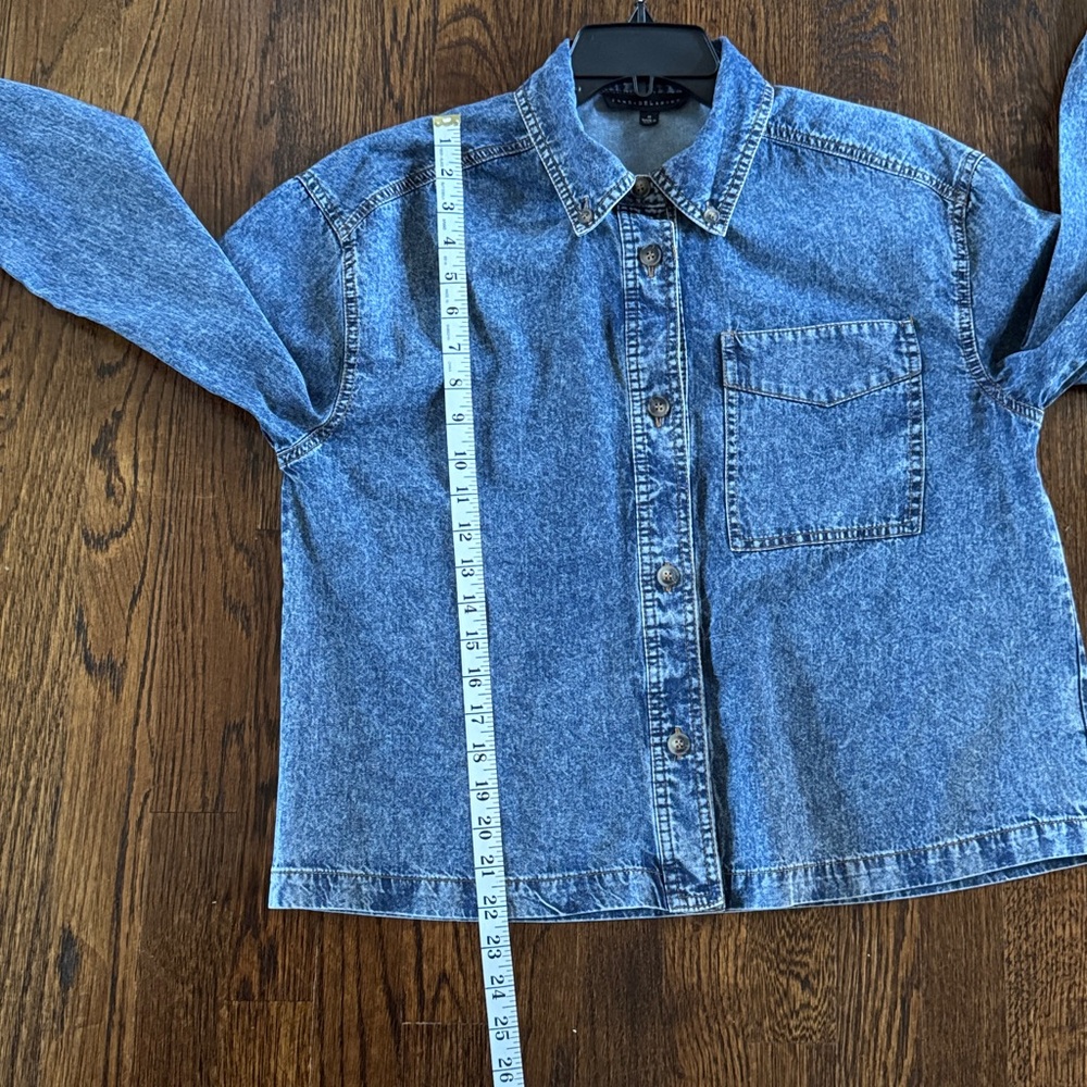 Jane & Delancey Blue Denim Button-Down Shirt Jacket ~ Sz M - Picture 7 of 12